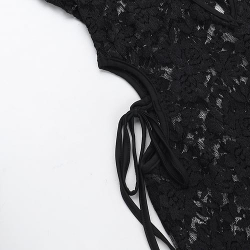 Sexy Lace Halter Neck Metal Ring Jumpsuit