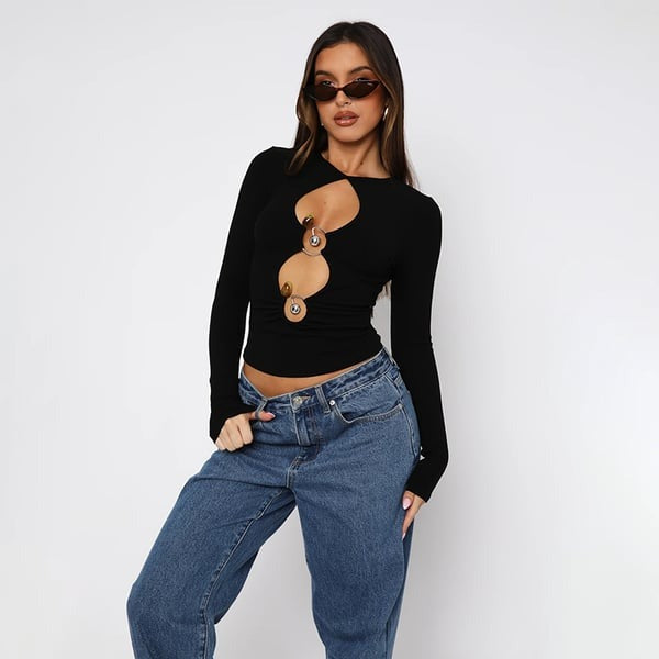 Sexy Versatile Metal Ring Hollow Top