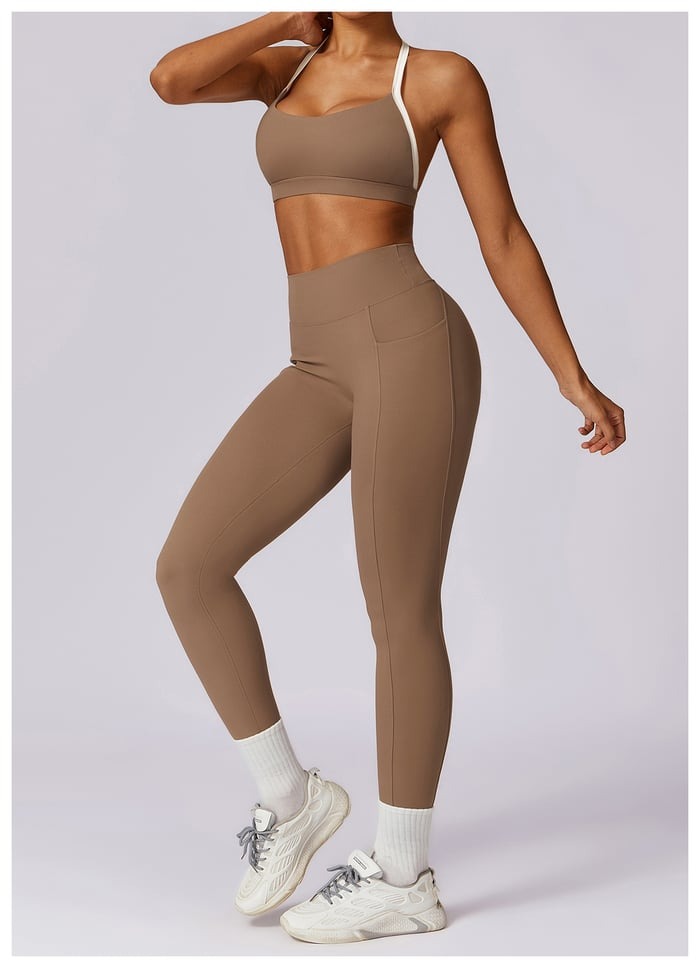 BREEHER Backless Vest Hip Lifting Two Piece Set Sports Suits