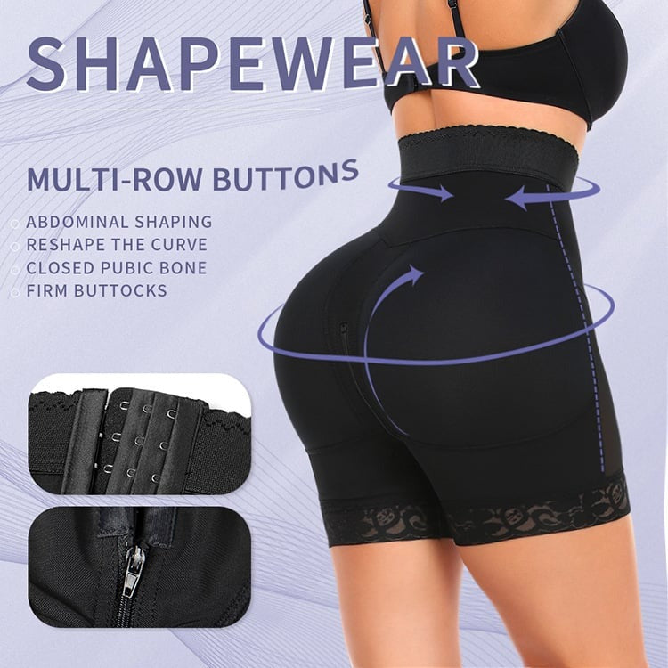 Hook Eyes Tummy Control Faja High-Waisted Booty Lift Shaper Shorts