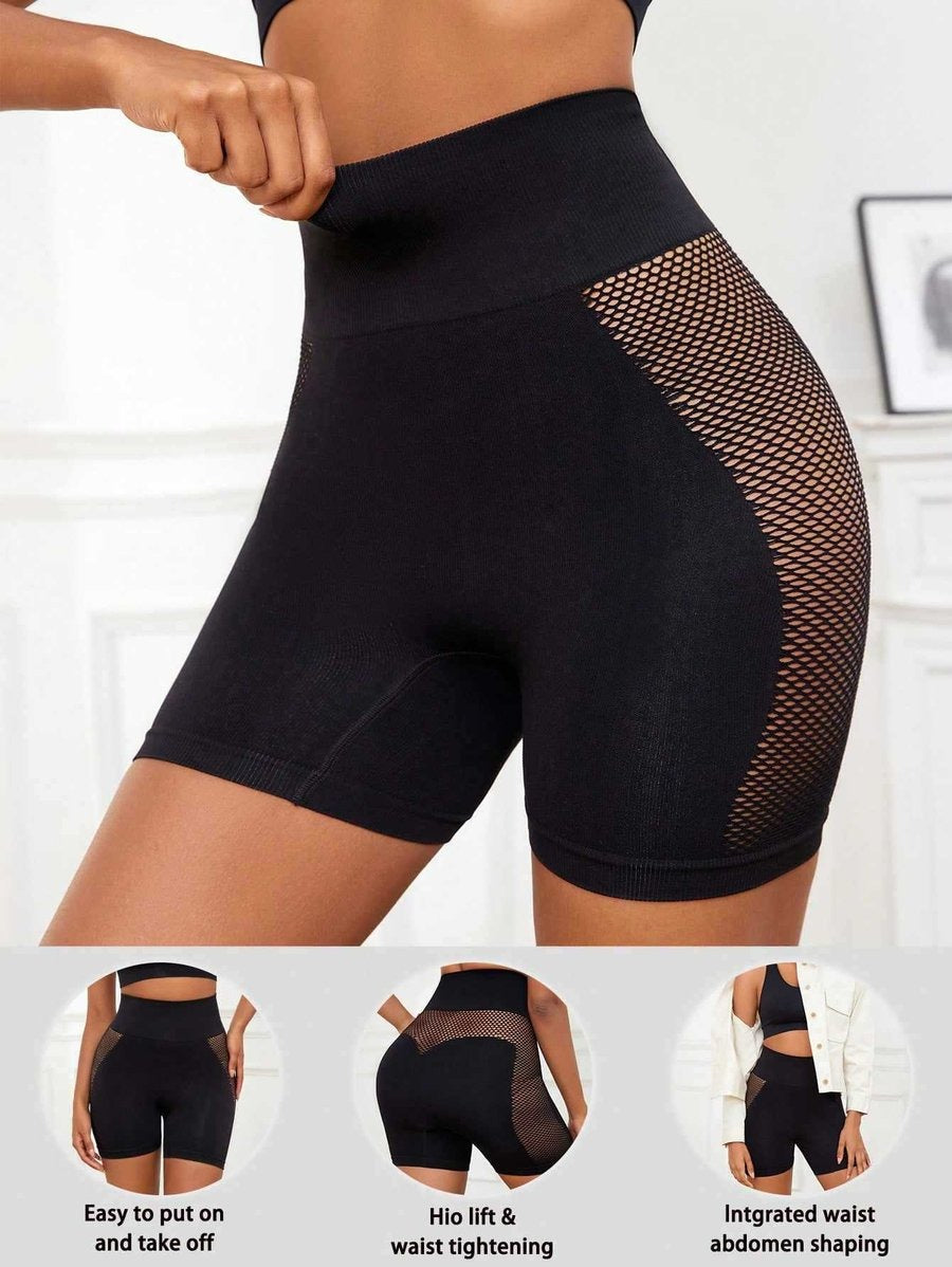 Sexy Mesh See-Through Seamless High Waist Hip-Lifting Shorts