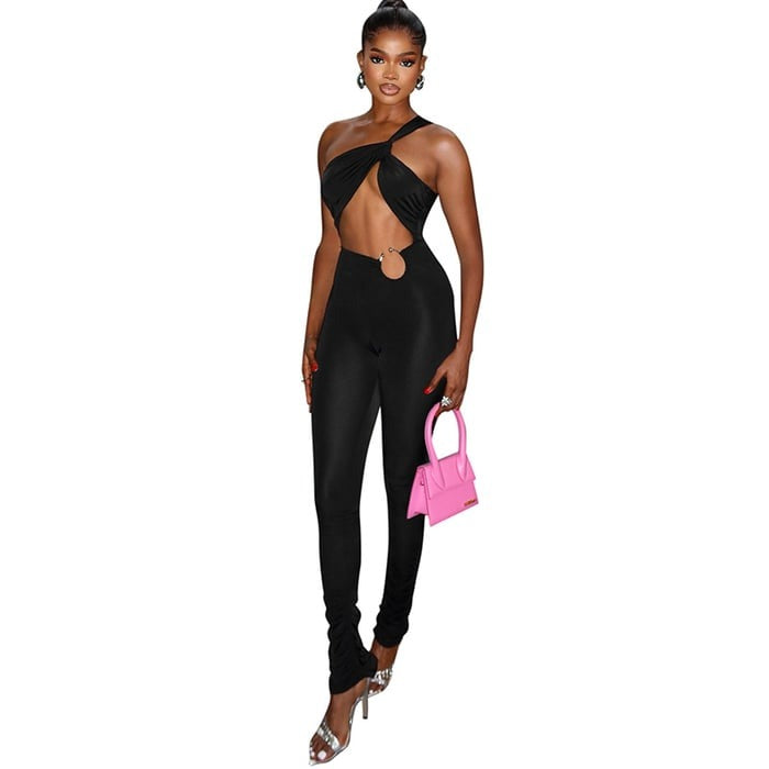 One Sholder Sexy Hollowout Jumpsuit