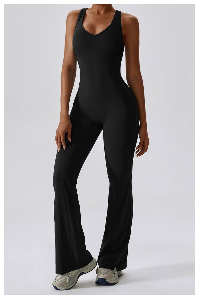 BREEHER Backless Flared Pants Quack Drying Highly Elastic Jumpsuits