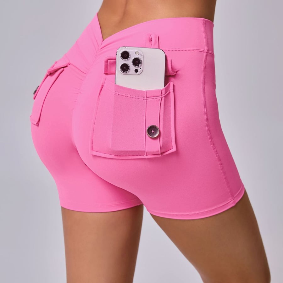 Back V Cargo Pocket Hip-lifting Peach Hip Fitness Yoga Shorts