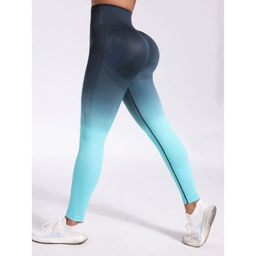 BREEHER High Waist Gradient Print Yoga Pant Leggings