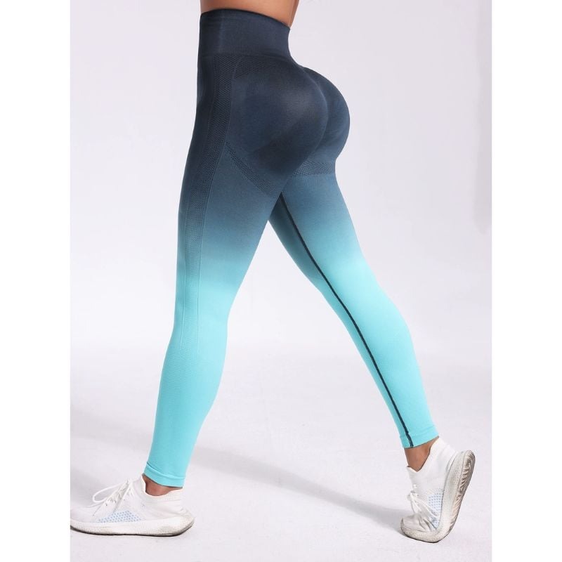 BREEHER High Waist Gradient Print Yoga Pant Leggings