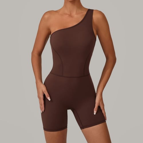 Solid Color Off-shoulder Yoga Jumpsuit