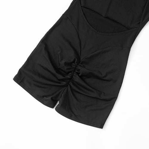 Solid Color Simple Backless Jumpsuit Romper