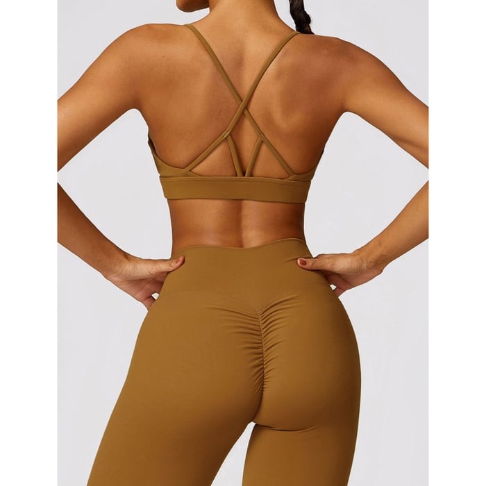 BREEHER U Neck Cross Straps Quick Drying Sports Bras