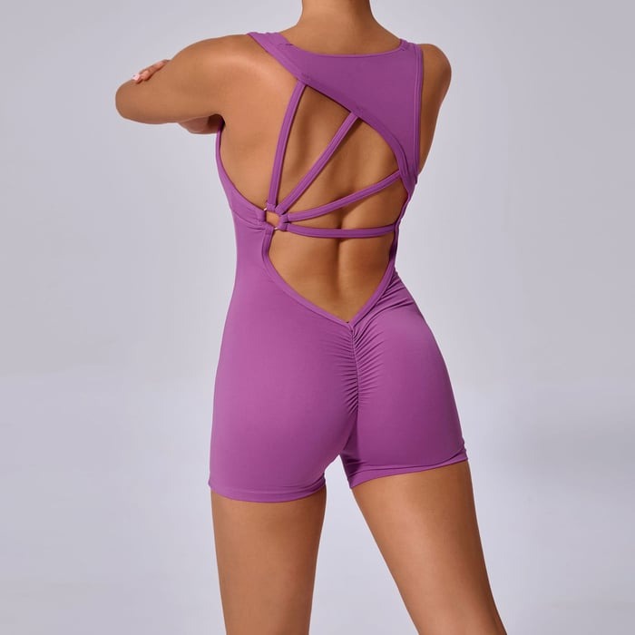 BREEHER Women's Backless Sports Yoga Quick dry Fitness Jumpsuit