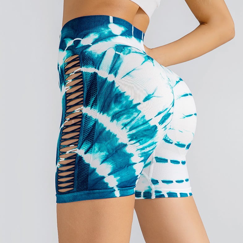 Hollow Gradient Color Hip-Lifting Yoga Shorts