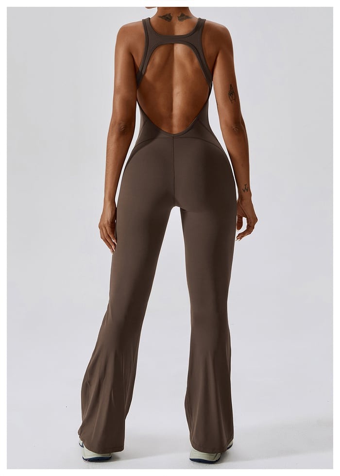 BREEHER Backless Flared Pants Quack Drying Highly Elastic Jumpsuits