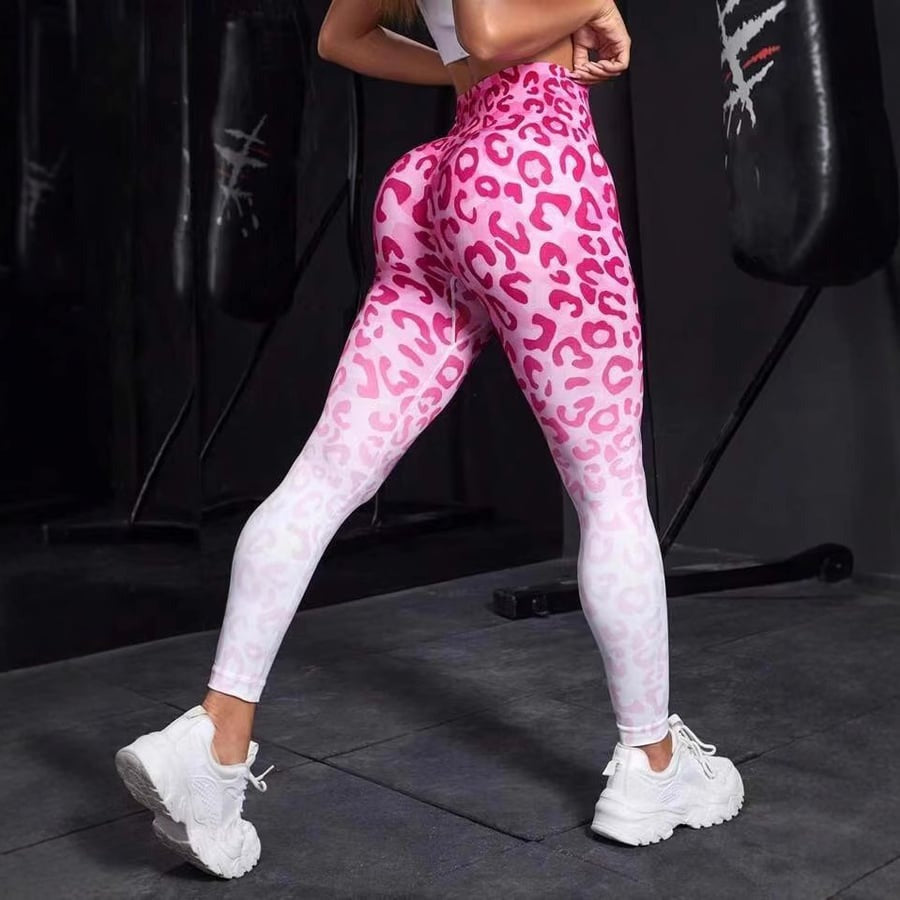 BREEHER Leopard Gradient High Waist Elasticity Quick Drying Leggings