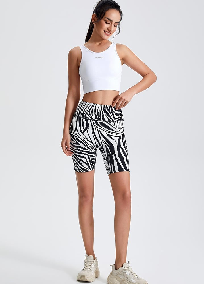 Zebra Printed Peach Hip-lifting Fitness Yoga Shorts