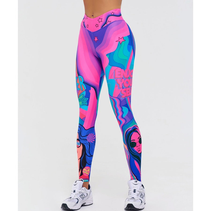 BREEHER High Waisted Printed Butt Lifting Fitness Leggings