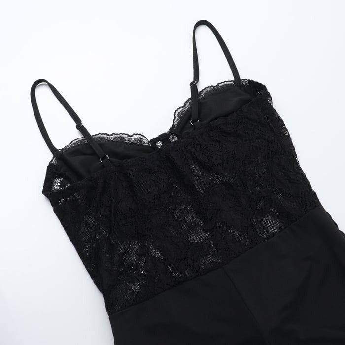Sexy Lace Hollow Suspenders Hip Lift Flares Jumpsuit