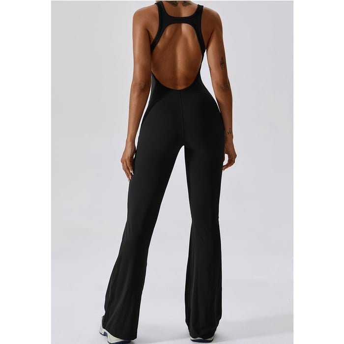 BREEHER Backless Flared Pants Quack Drying Highly Elastic Jumpsuits
