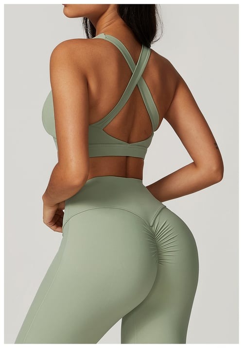 BREEHER Cross Straps Back Patchwore Vest Sports Bras