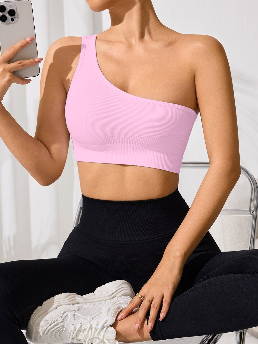 Sexy One-shoulder Sports Vest Bra