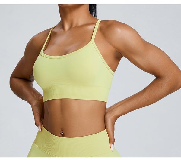 Sexy Backless Hollow Cross Strap Yoga Top With Chest Pads