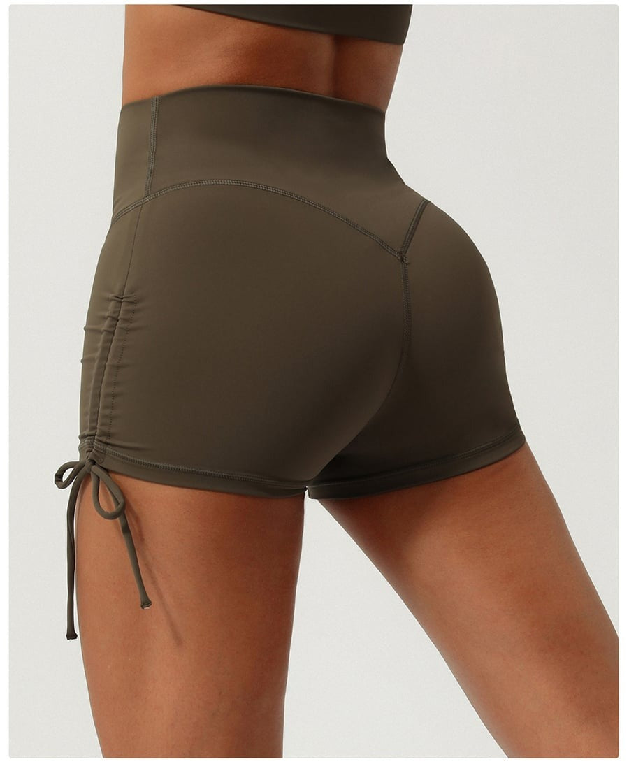 Pleated Drawstring Yoga V-Shaped Hip-Lifting Fitness Shorts