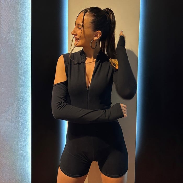Sexy Hollow Off-shoulder Zipper Half-high Collar Jumpsuit