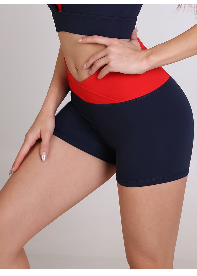 Female Color Blocking Fitness Shorts