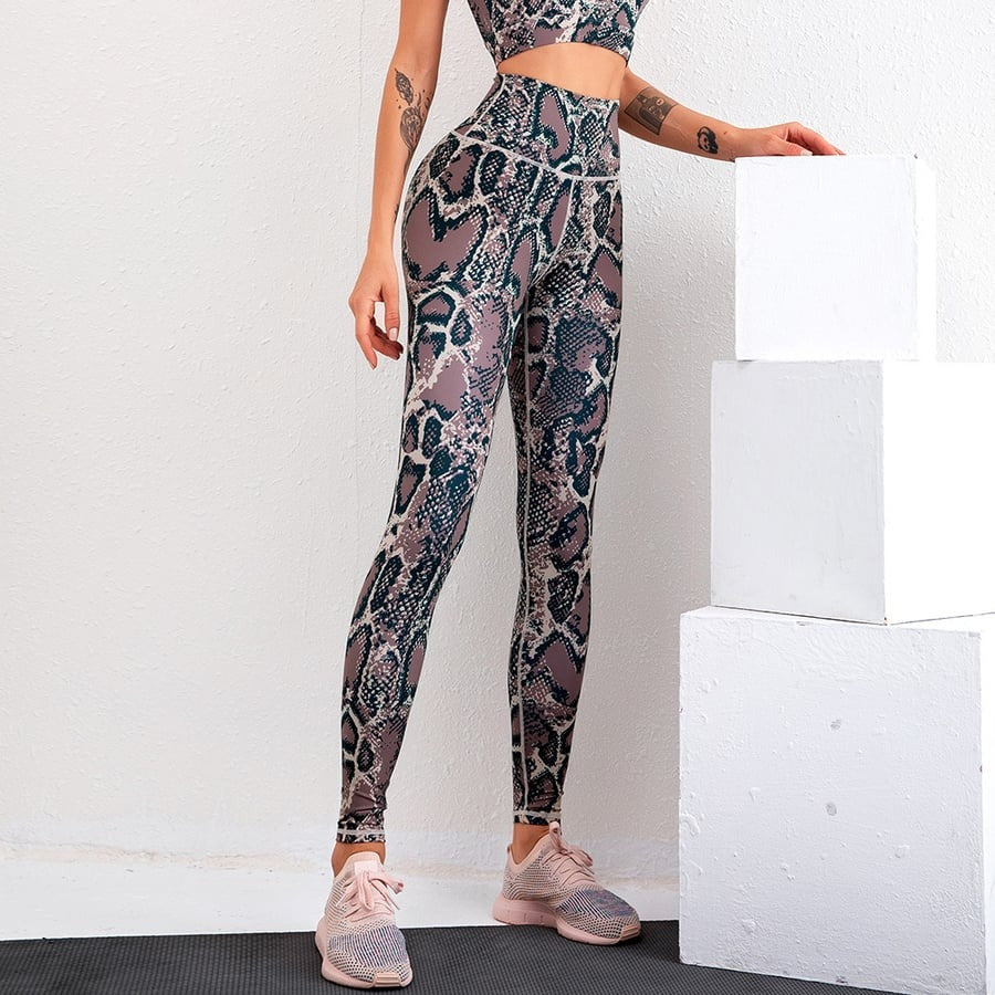 Sexy Snake Print Peach Hip Lift Yoga Leggings