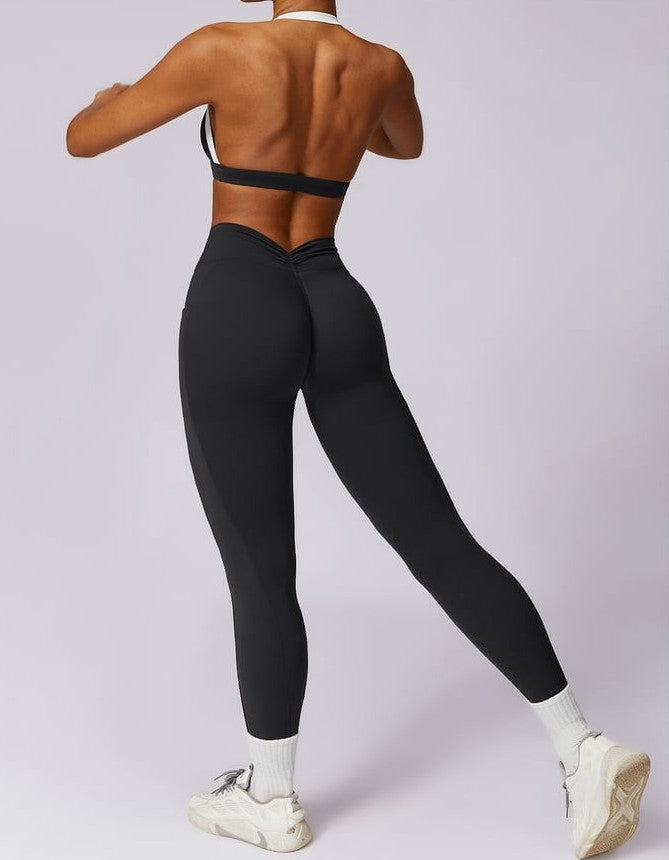 BREEHER Backless Vest Hip Lifting Two Piece Set Sports Suits
