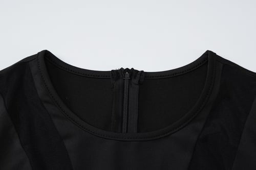 Sexy Mesh See-through Stitching Long-sleeved Zipper Hip Lifting Jumpsuit