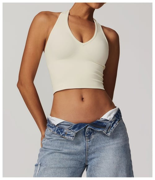BREEHER Halter Neck Backless Quick Drying Sports Bras