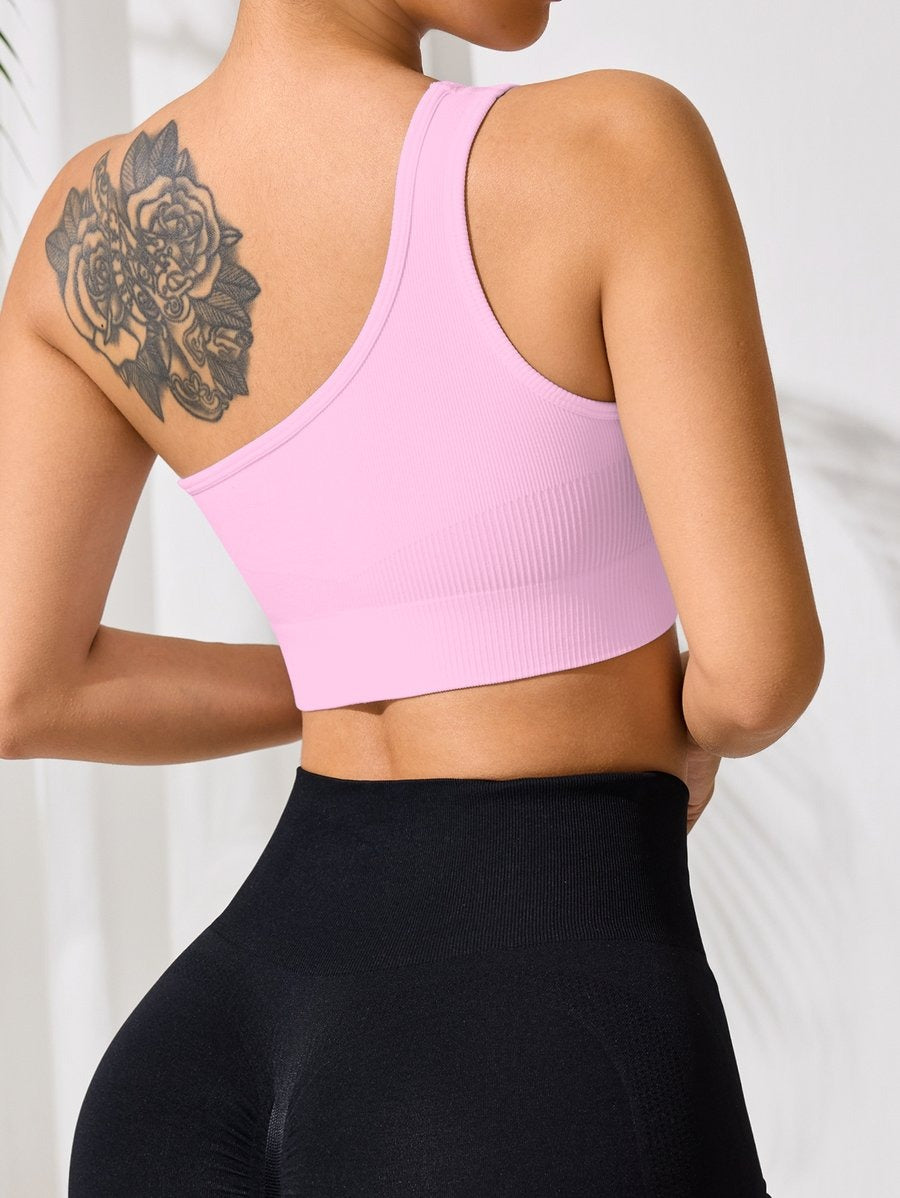 Sexy One-shoulder Sports Vest Bra