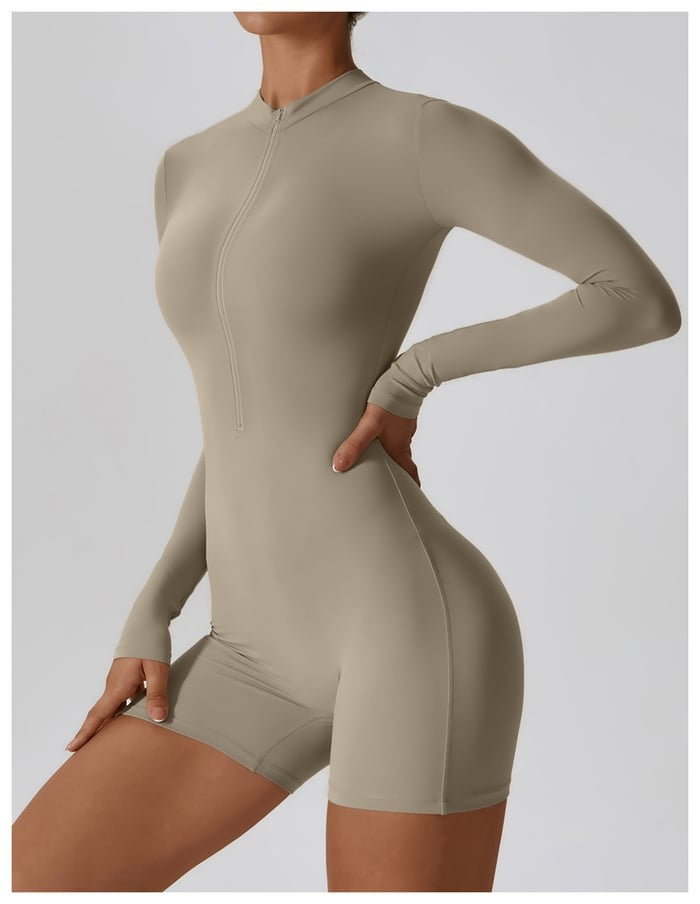 BREEHER Upright Collar Zipper Highly Elastic Jumpsuit