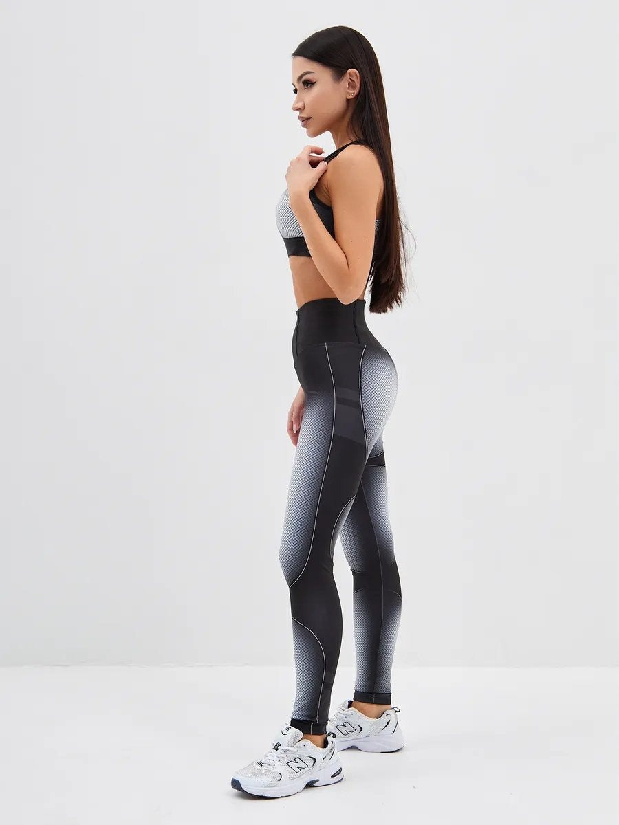 Female Gradient Checke Printed Hip Lift Leggings