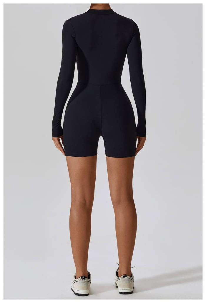 BREEHER Upright Collar Zipper Highly Elastic Jumpsuit