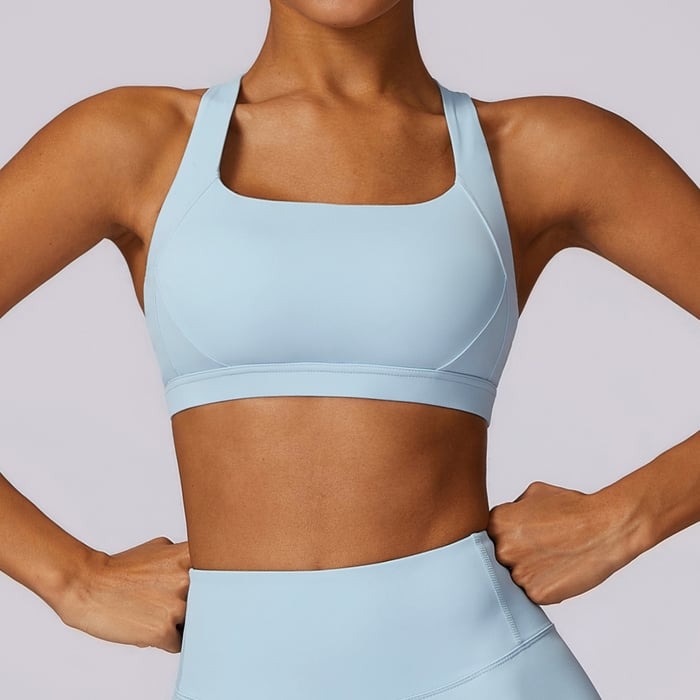 BREEHER Cross Straps Back Patchwore Vest Sports Bras