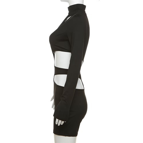 Sexy Solid Color Cut-out Hollow Halter Neck One-sleeve Jumpsuit