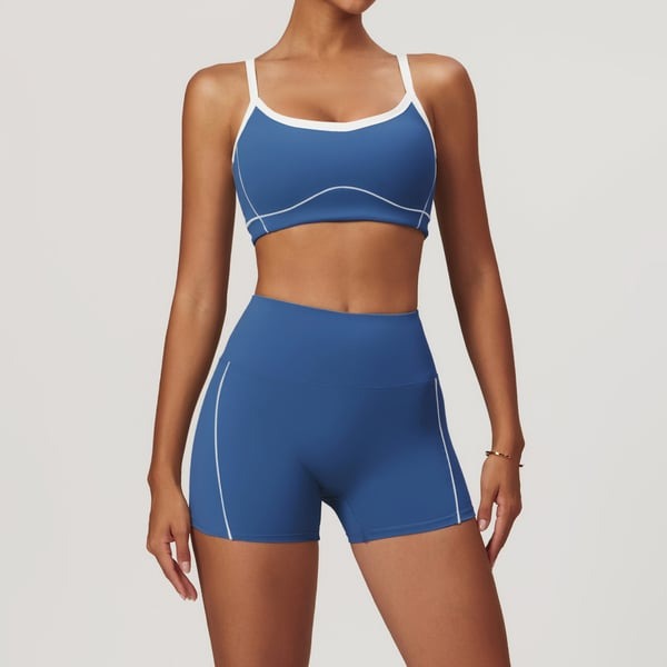BREEHER Contrasting Color Lines Vest Shorts Two Piece Set Sports Suits