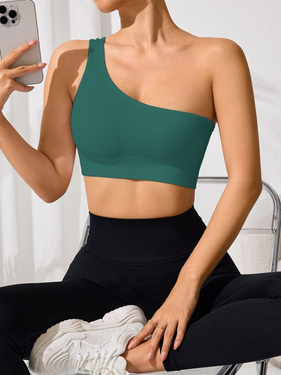 Sexy One-shoulder Sports Vest Bra