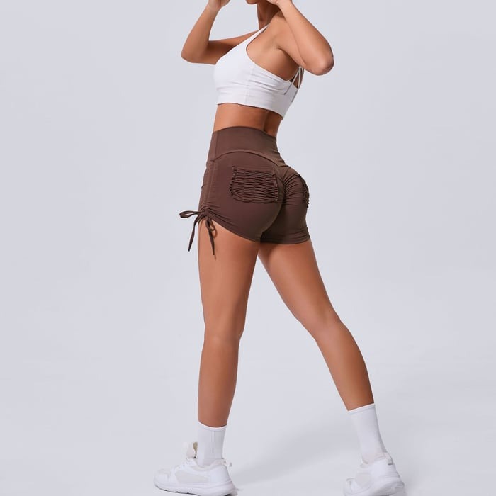 BREEHER Ruched Pocket Highly Elastic Shorts