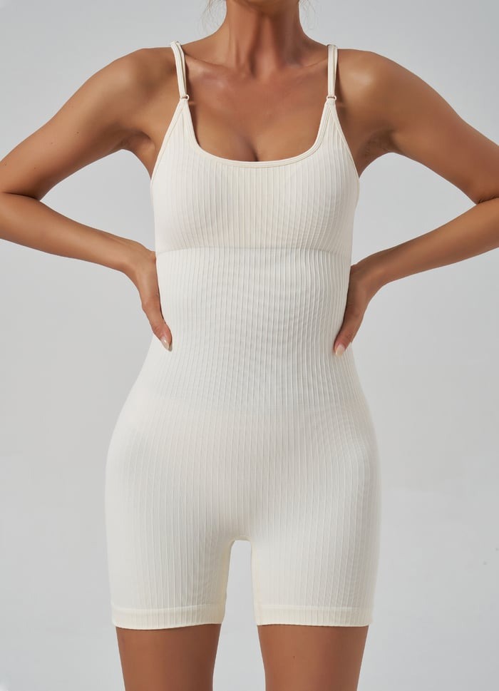 Ribbed Crisscross Backless Yoga Jumpsuit