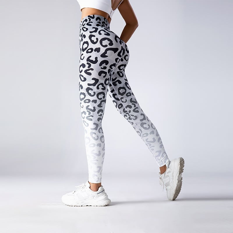 Gradient Leopard Printed Hip-Lifting Yoga Leggings