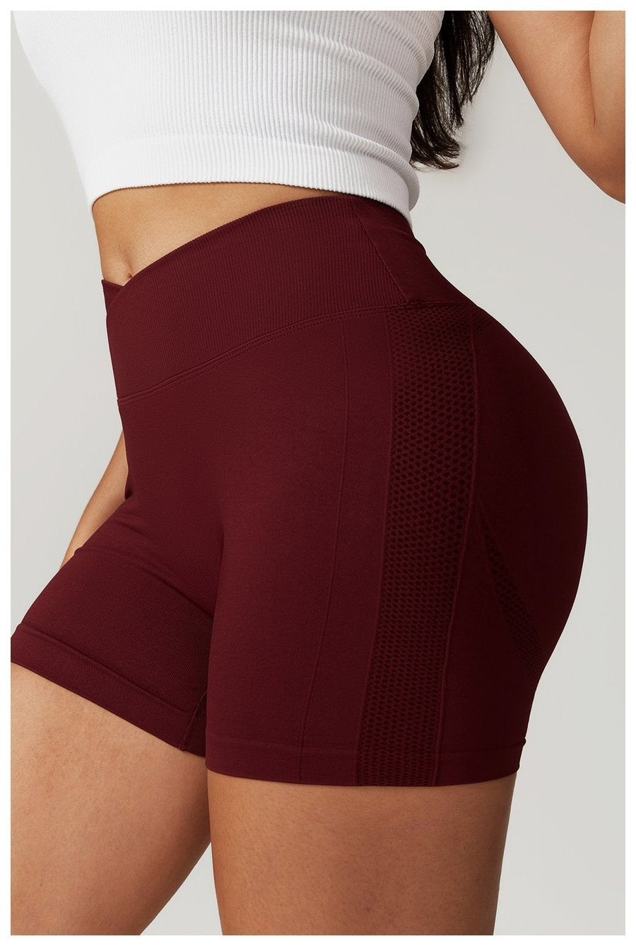 BREEHER Crossed Waist Shape High Waisted Hip Lifting Shorts