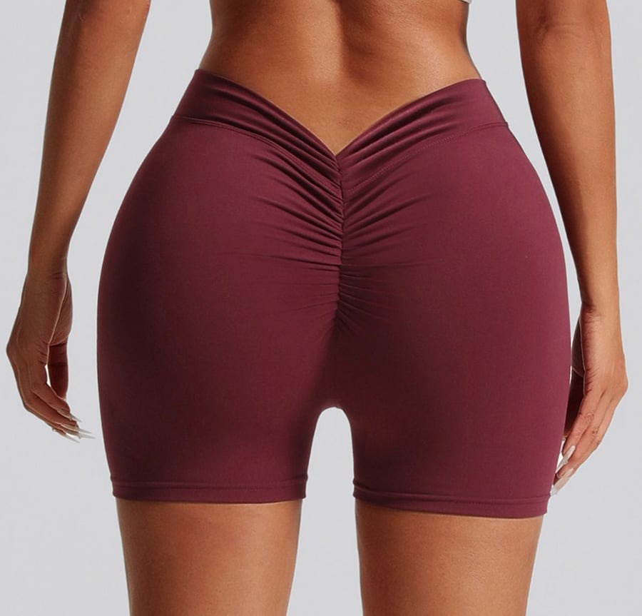 Back V High Waist Hip Lifting Yoga Shorts