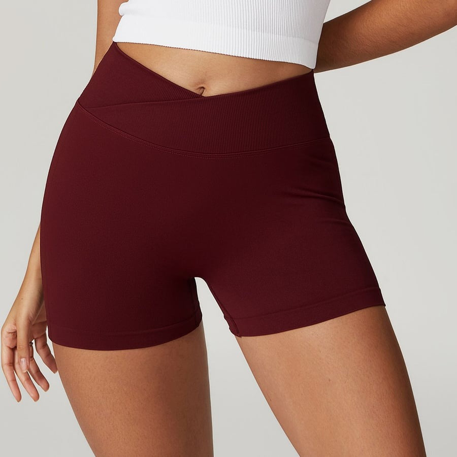 BREEHER Crossed Waist Shape High Waisted Hip Lifting Shorts