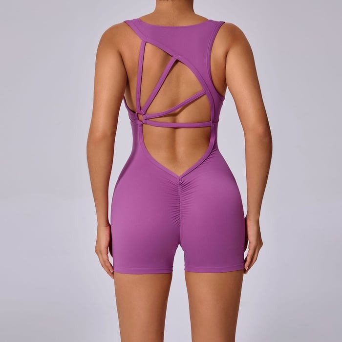 BREEHER Women's Backless Sports Yoga Quick dry Fitness Jumpsuit