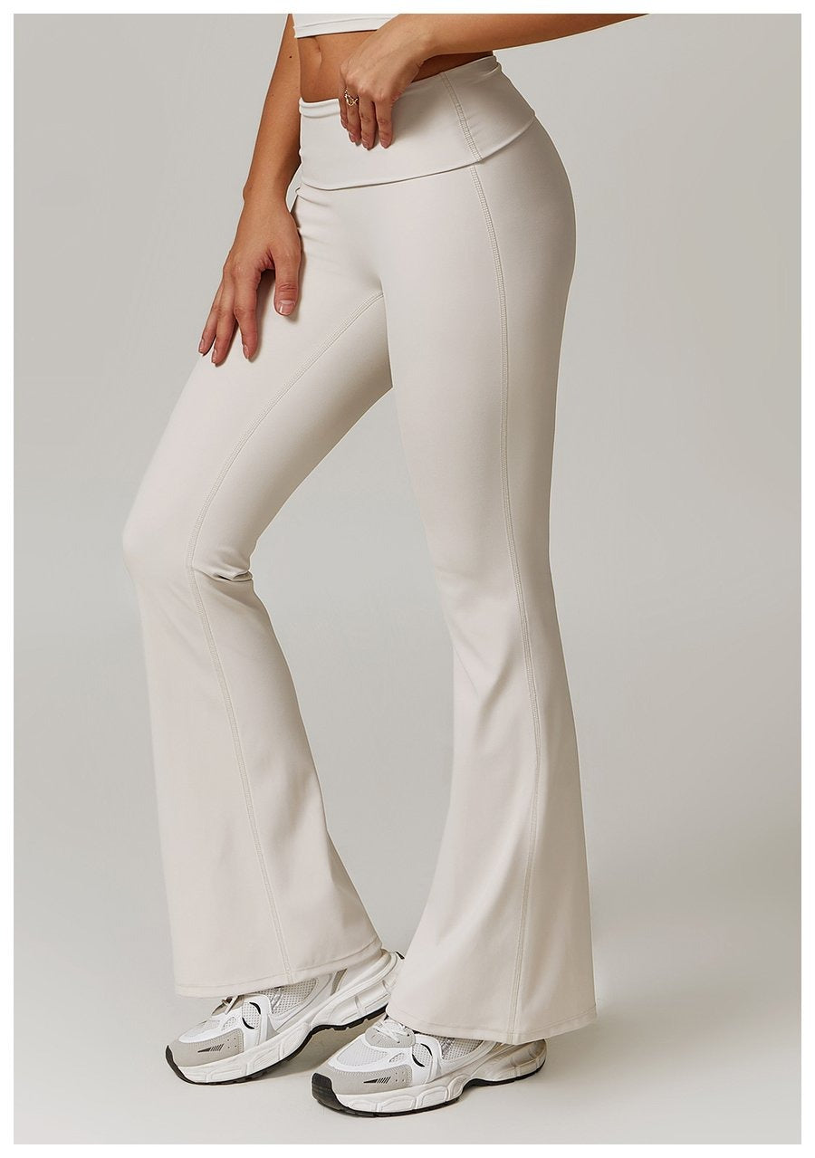 BREEHER Folded Waist Seamless Quick Drying Hip Lifting Leggings
