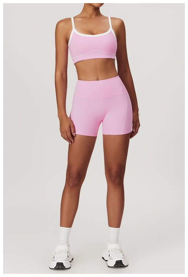 BREEHER Contrasting Color Lines Vest Shorts Two Piece Set Sports Suits