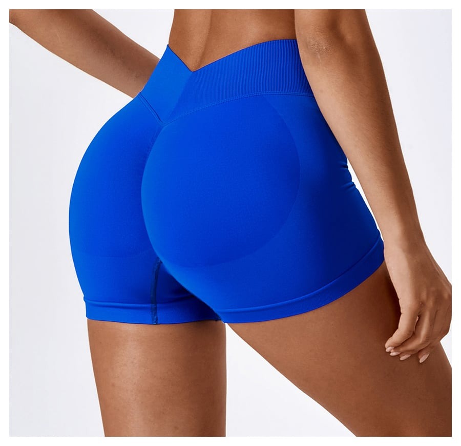 BREEHER V Waist Ruched Hip Lifting Quick Drying Shorts