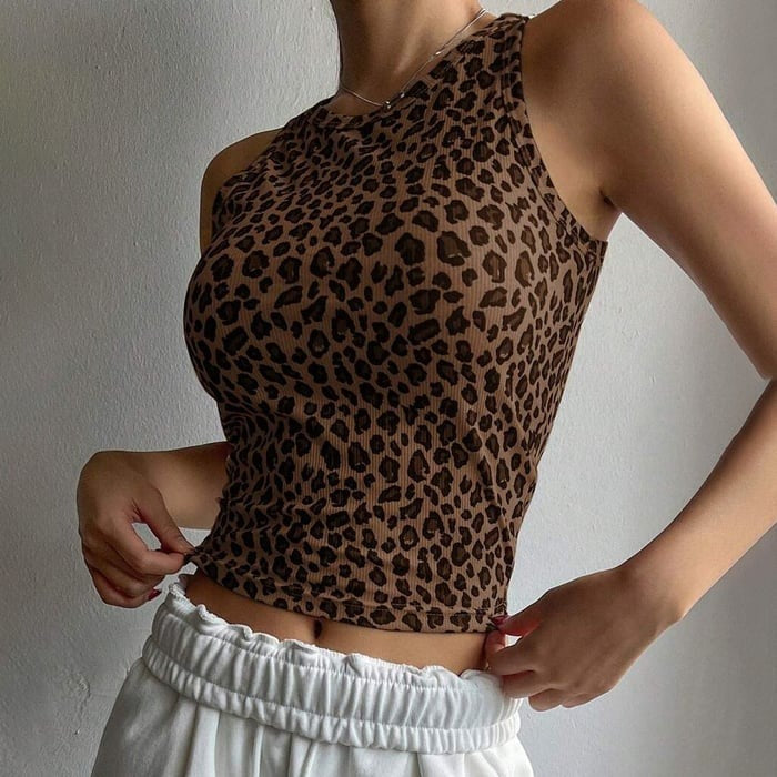 Sexy Leopard Print Cropped Tank Top